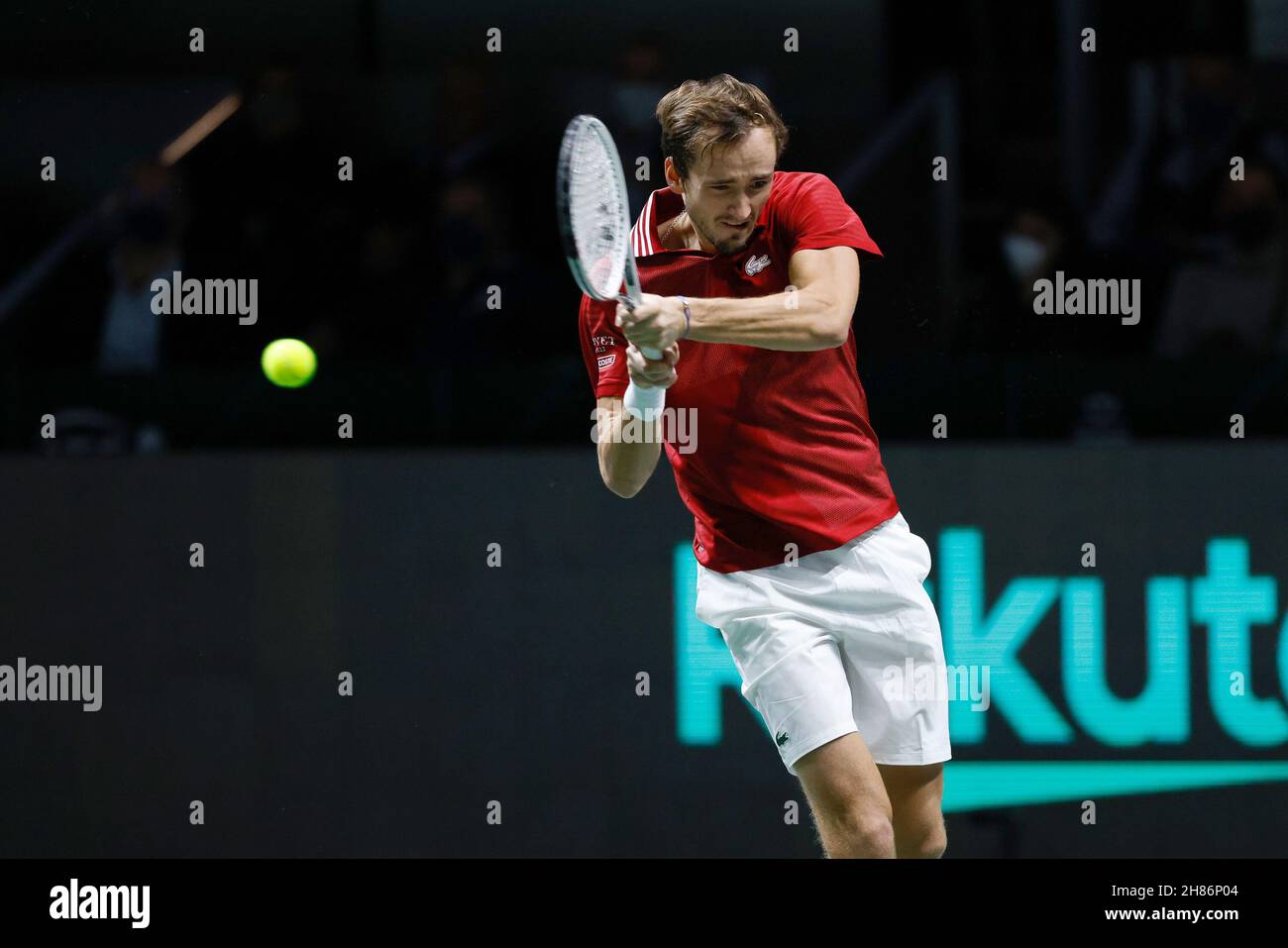 Daniil Medvedev de Rusia durante la Copa Davis 2021, Grupo A, un partido de tenis entre Rusia y Ecuador el 27 de noviembre de 2021 en Madrid Arena en Madrid, España - Foto: Oscar Barroso/DPPI/LiveMedia Foto de stock