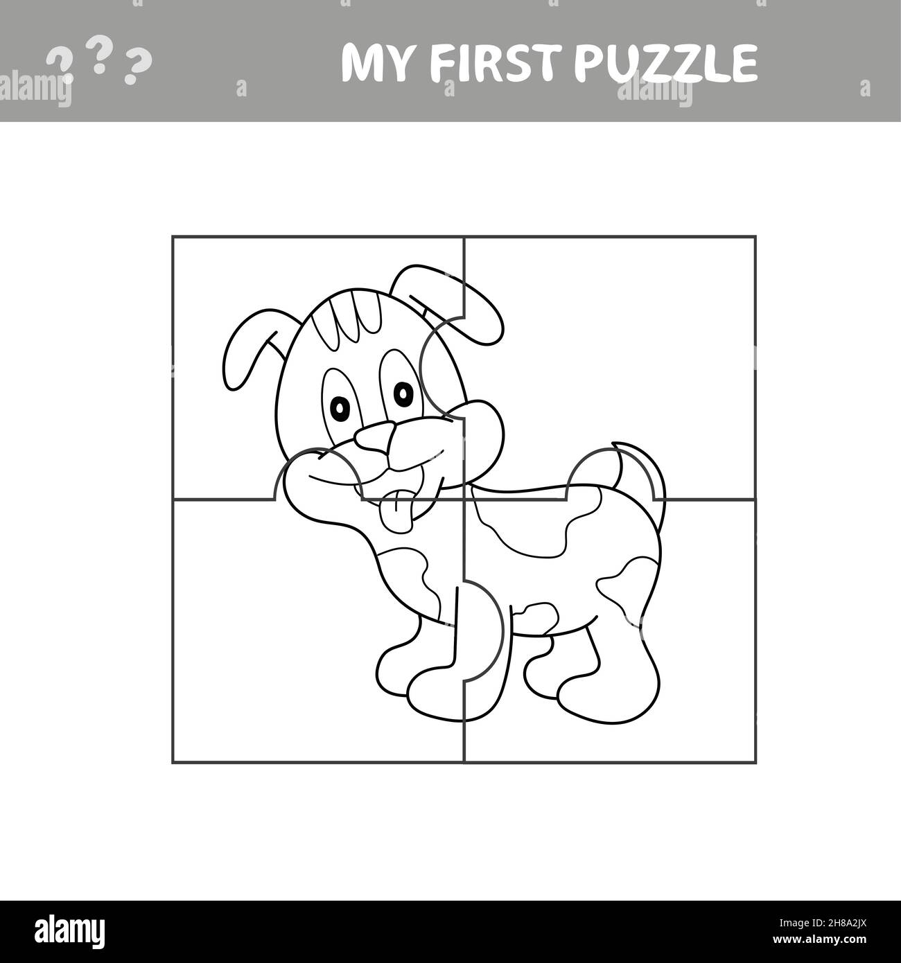 Ilustración de vectores de dibujos animados de Puzzle educativo para niños  con carácter de perro gracioso. Mi primer rompecabezas con página de  colorear Imagen Vector de stock - Alamy