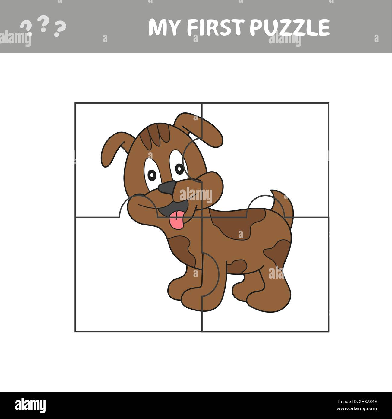 Ilustración de vectores de dibujos animados de Puzzle educativo para niños  con carácter de perro gracioso. Mi primer rompecabezas Imagen Vector de  stock - Alamy