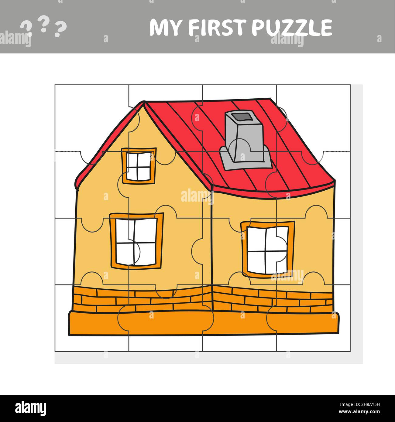 Juego de papel educativo para niños, Casa de cartón. Mi primer rompecabezas juego para Imagen Vector de stock - Alamy