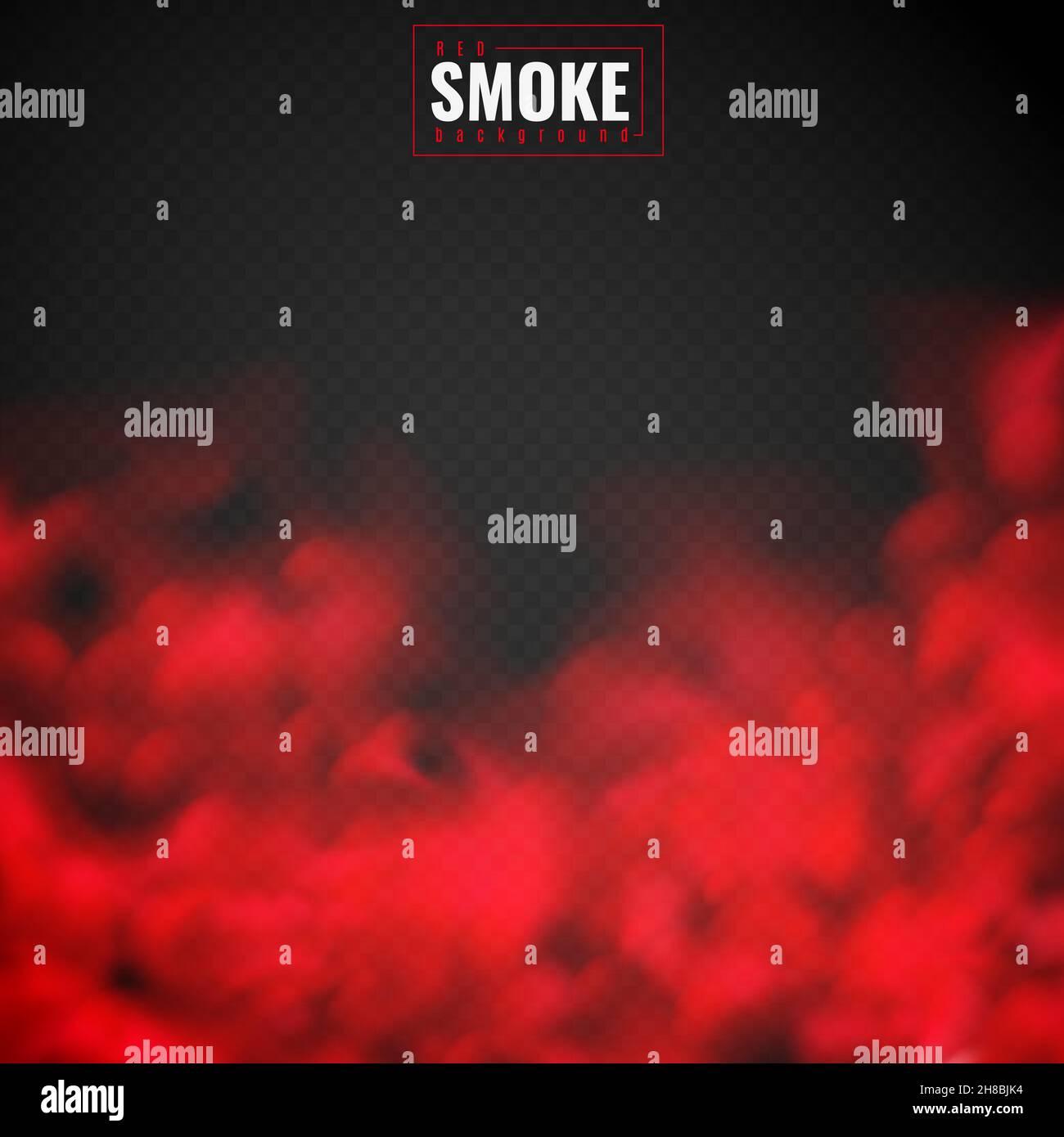 Humo rojo. Niebla rojo polvo nubes fumar niebla polvorienta condensación textura de smog transparente aislada sobre negro Ilustración del Vector