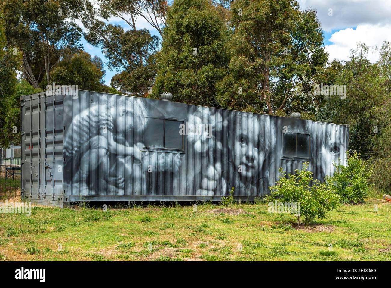 Escuela Primaria Street Art, St Arnaud, Victoria, Australia Foto de stock