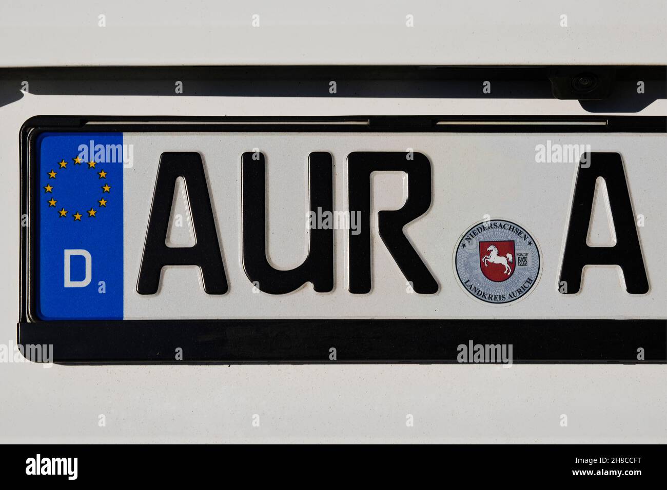 Placa de matrícula AUR A, Aura, Alemania, Baja Sajonia, Aurich Foto de stock