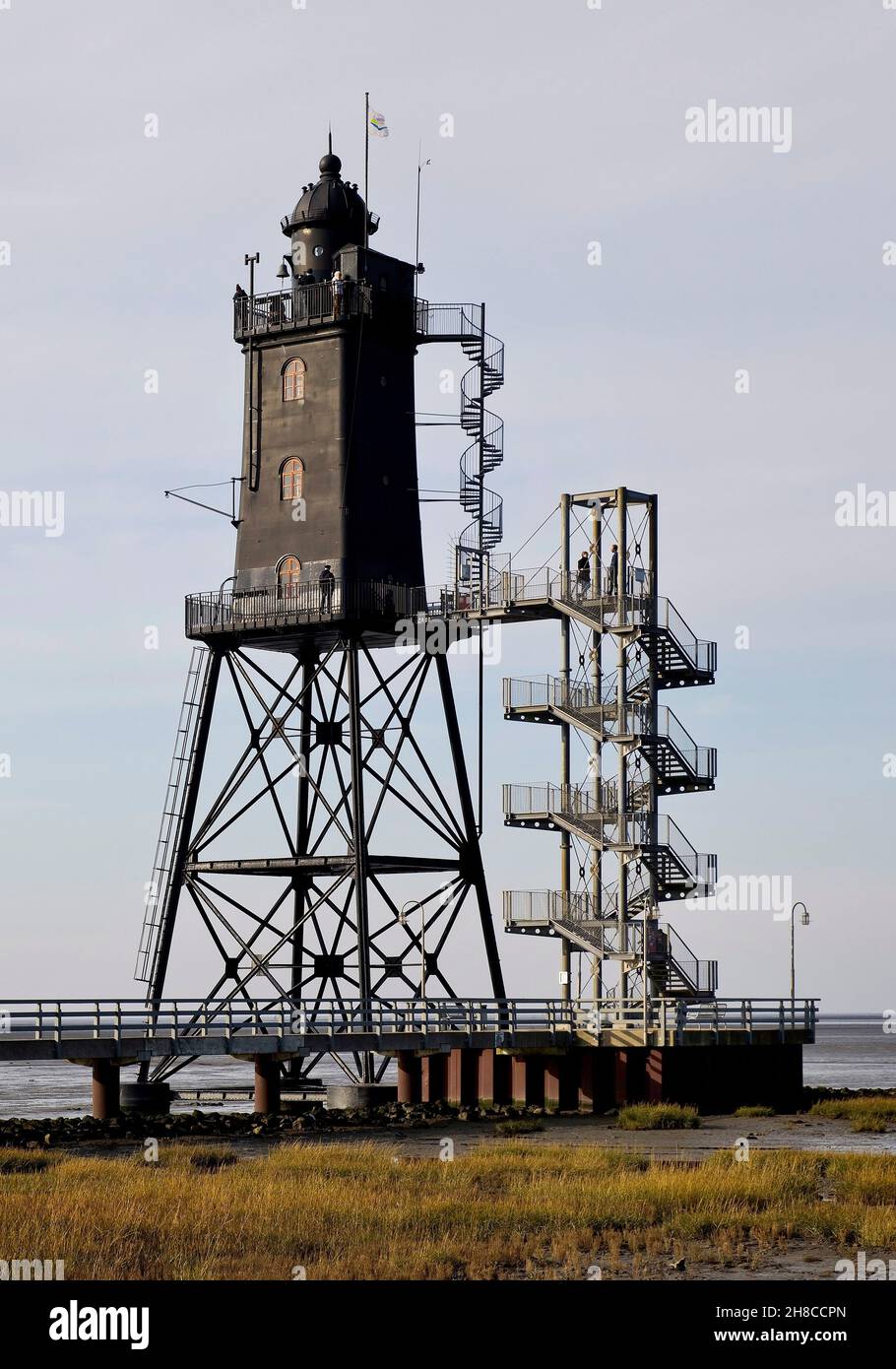 Lighthouse Obereversand en Dorum-Neufeld, Alemania, Baja Sajonia, Dorum Foto de stock