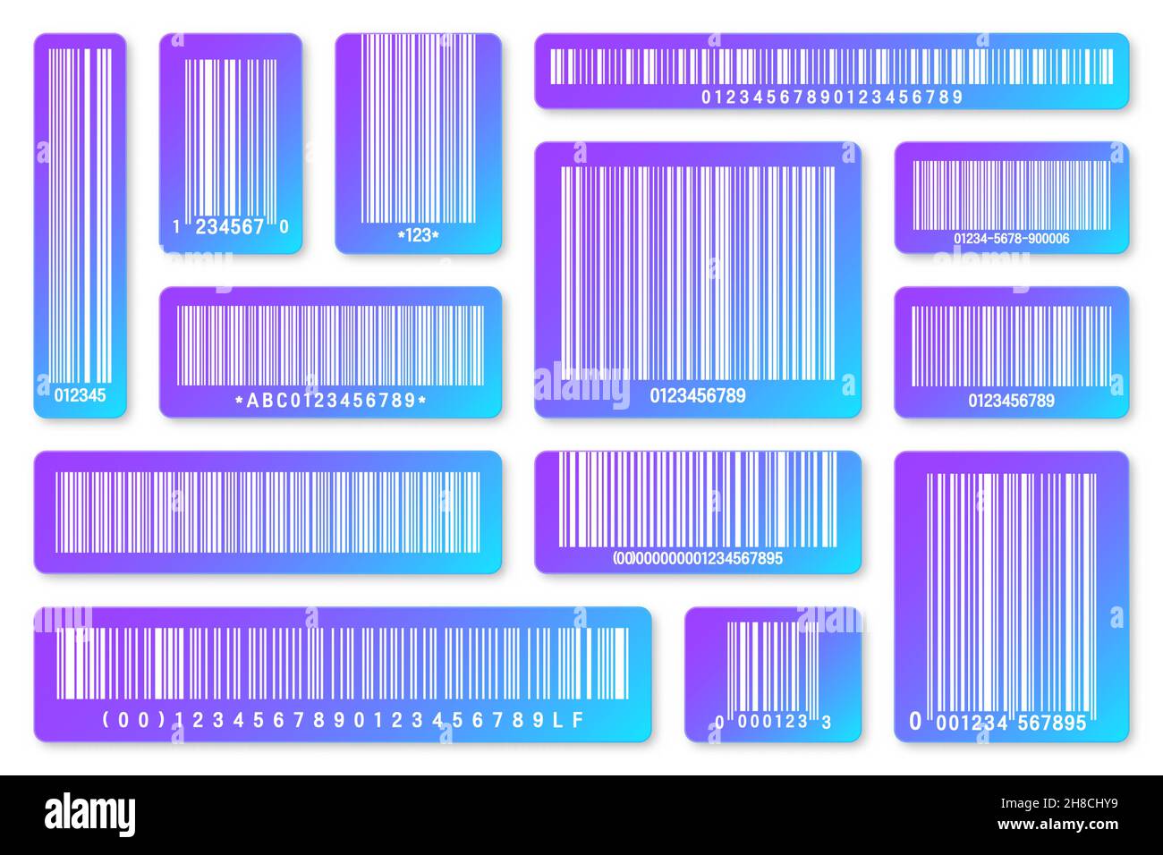 Conjunto de códigos de barras de productos modernos y coloridos. Código de seguimiento de Conjunto de códigos de barras de productos modernos y coloridos. Código de seguimiento de