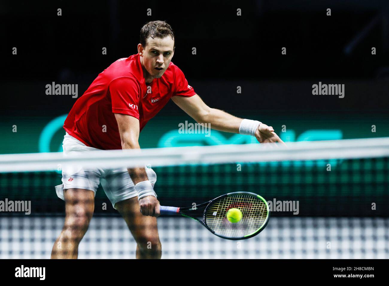 Vasek Pospisil de Canadá durante la Copa Davis 2021, partido de tenis del Grupo B entre Canadá y Kazajstán el 28 de noviembre de 2021 en el Madrid Arena de Madrid, España - Foto: Oscar Barroso/DPPI/LiveMedia Foto de stock