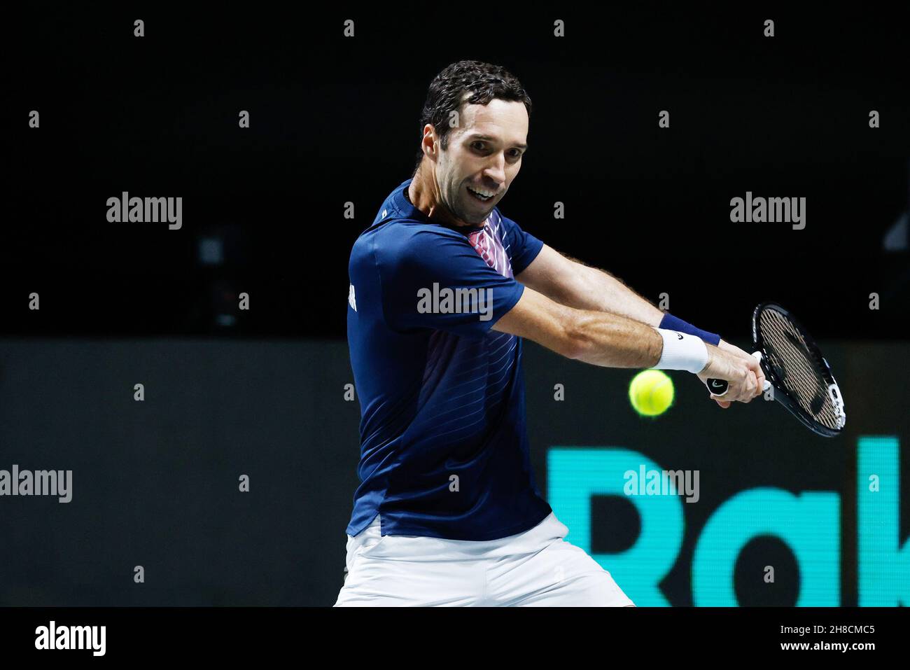 Mikhail Kukushkin de Kazajstán durante la Copa Davis 2021, Grupo B de tenis partido entre Canadá y Kazajstán el 28 de noviembre de 2021 en Madrid Arena en Madrid, España - Foto: Oscar Barroso/DPPI/LiveMedia Foto de stock