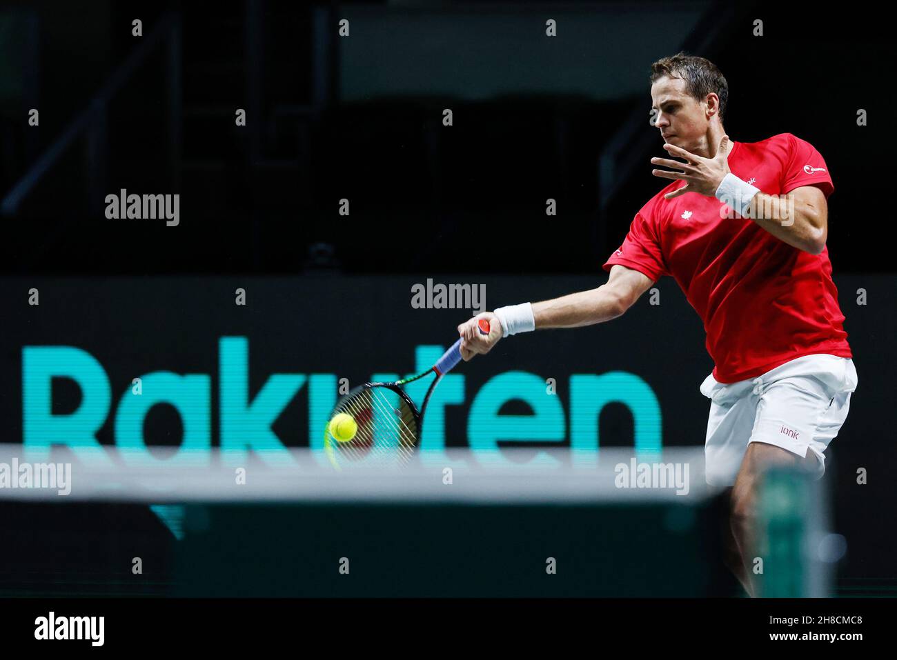 Vasek Pospisil de Canadá durante la Copa Davis 2021, partido de tenis del Grupo B entre Canadá y Kazajstán el 28 de noviembre de 2021 en el Madrid Arena de Madrid, España - Foto: Oscar Barroso/DPPI/LiveMedia Foto de stock