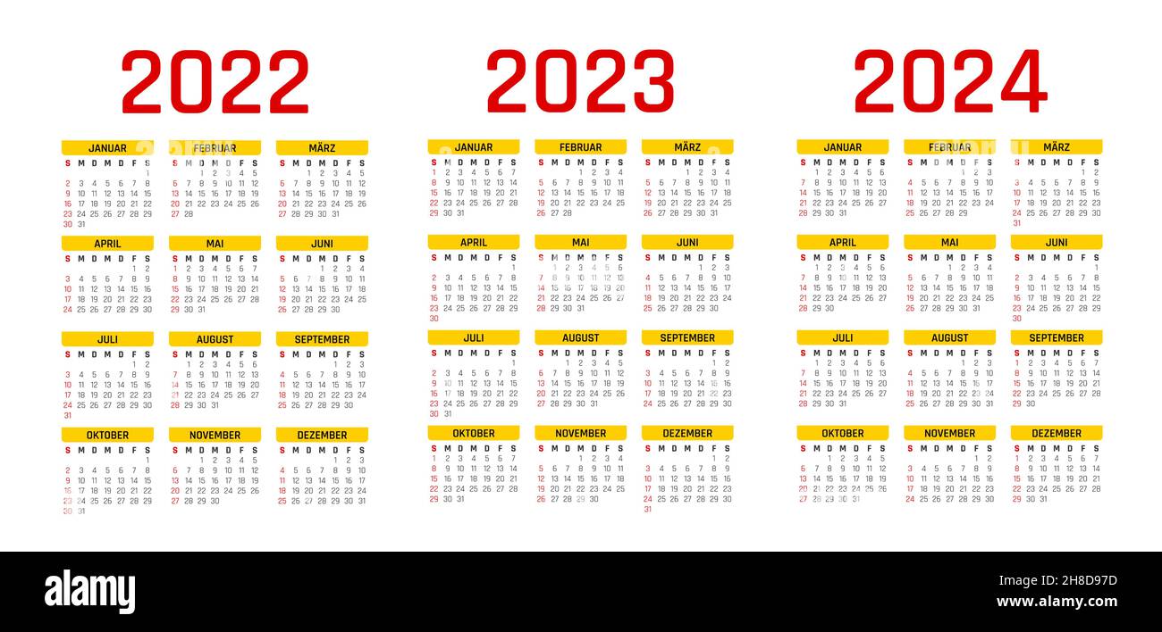 Calendario 2022 2023 2025 2025 Y 2026 Conjunto De Vectores De Color