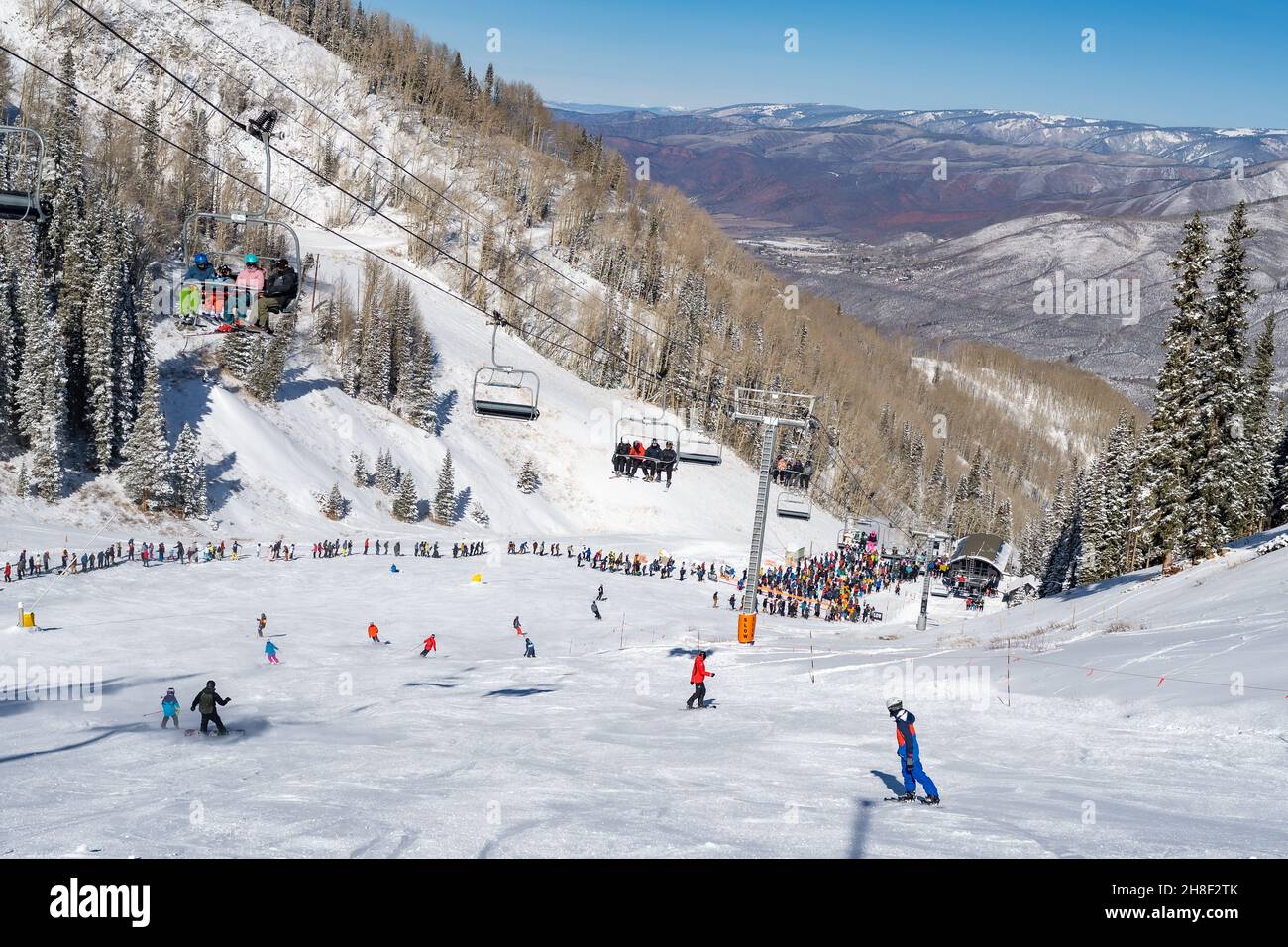 Esquí en Aspen Mountain Foto de stock