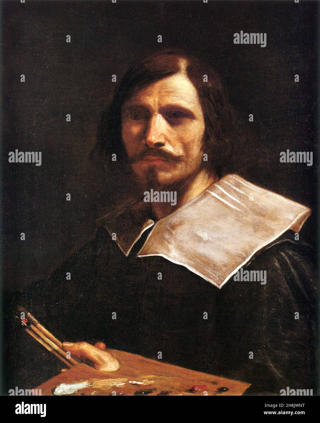 Guercino, Giovanni Francesco Barbieri (1591 – 1666),[1] conocido como Guercino o il Guercino, pintor barroco italiano, autorretrato Foto de stock