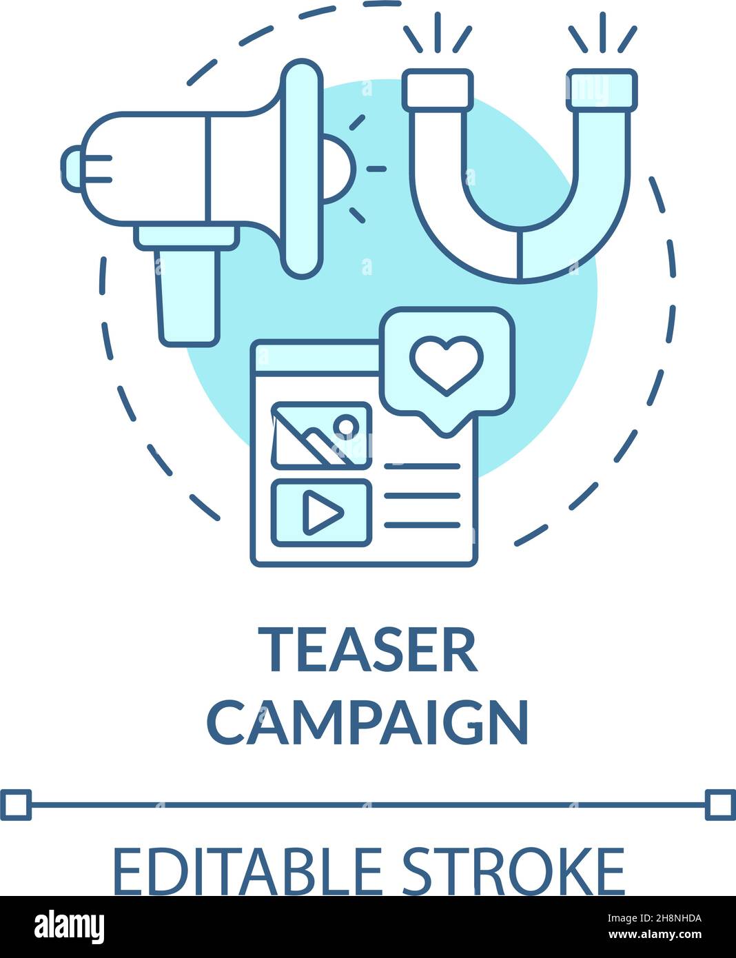 Icono del concepto de lanzamiento de la campaña de avance Ilustración del Vector