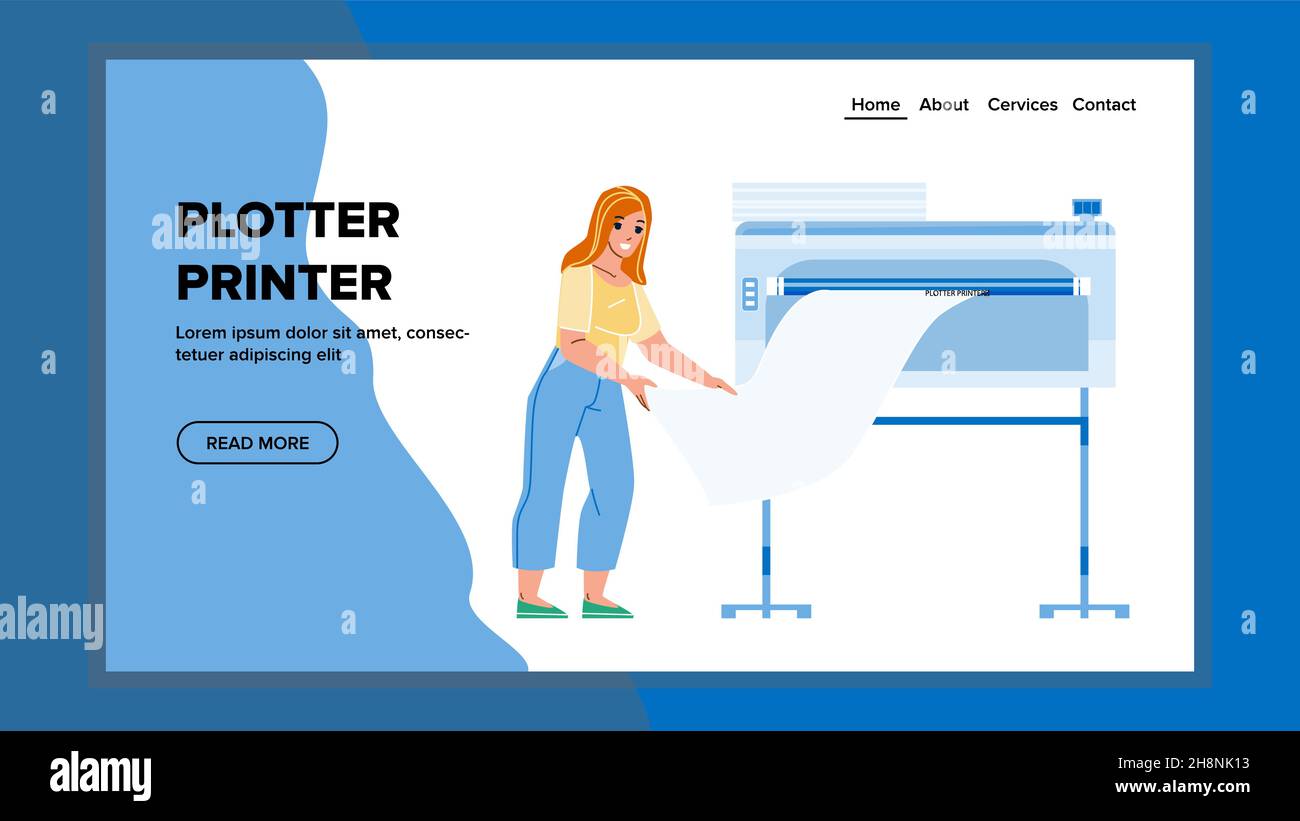 Impresora Plotter Impresión Girl Worker Banner Vector Imagen Vector de  stock - Alamy