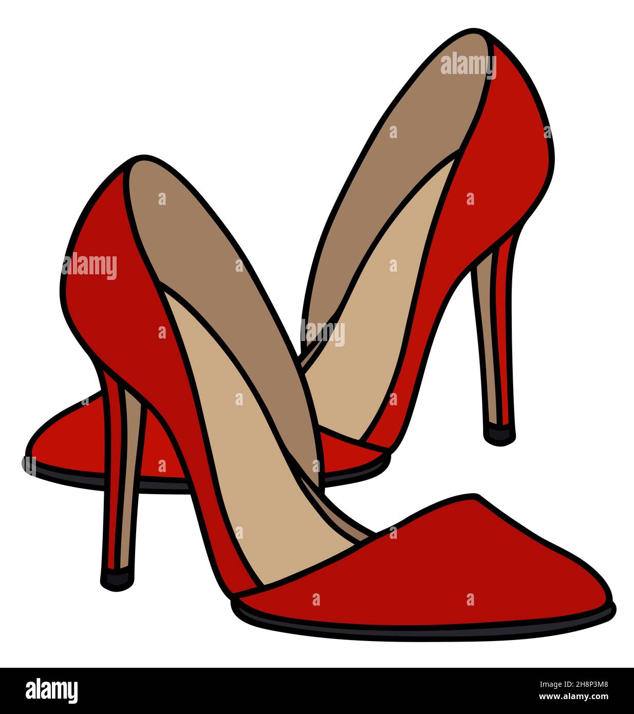 El dibujo de mano vectorizado de un clásico zapatos rojos de tacón alto  Fotografía de stock - Alamy