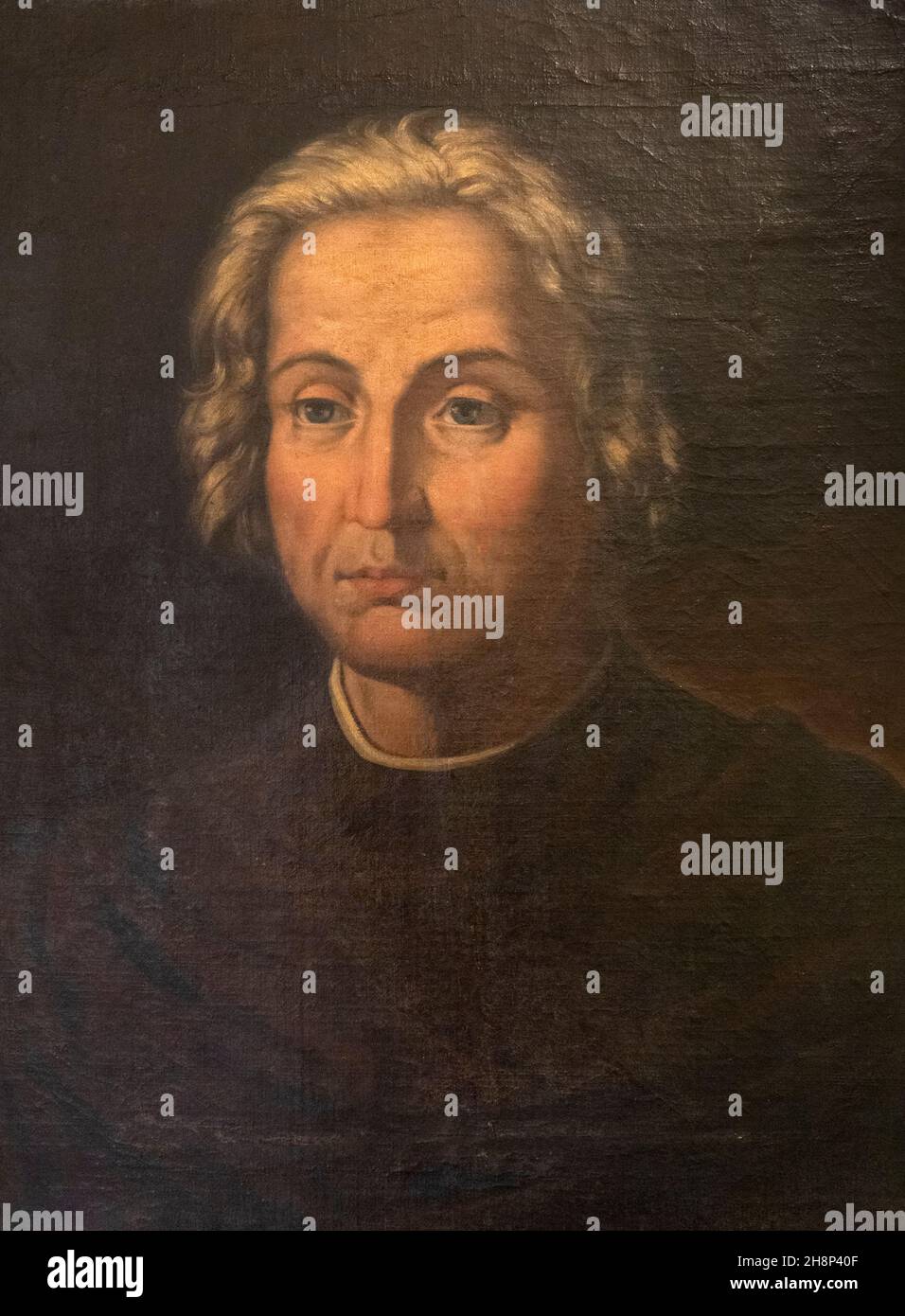 Retrato de Cristóbal Colón, 1451 - 1506. explorador italiano, navegador y primer descubridor europeo de las Américas. Después de un trabajo de J.D. Beque Foto de stock