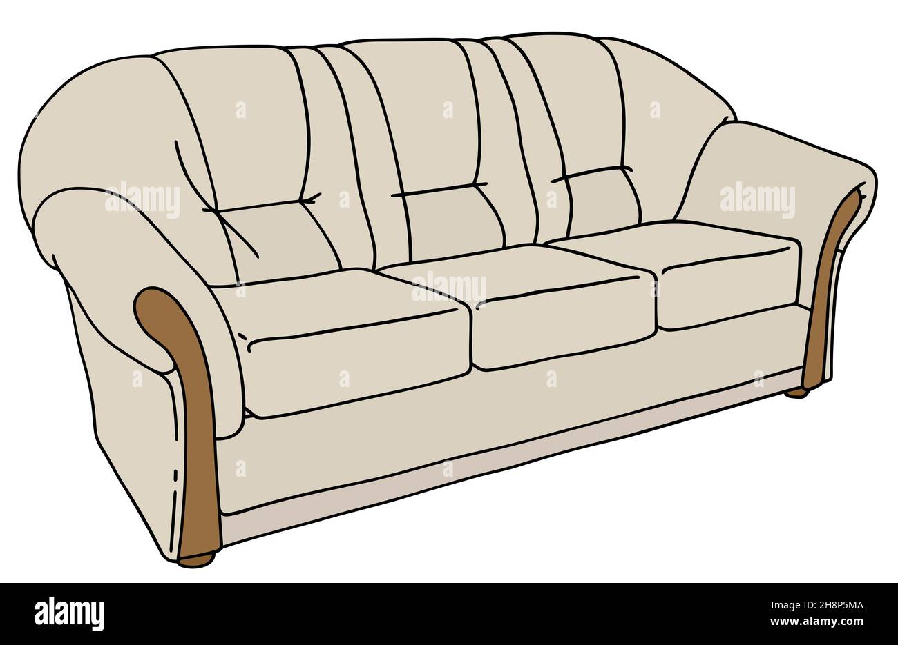 Dibujo a mano de un cómodo sofá de color crema Fotografía de stock - Alamy