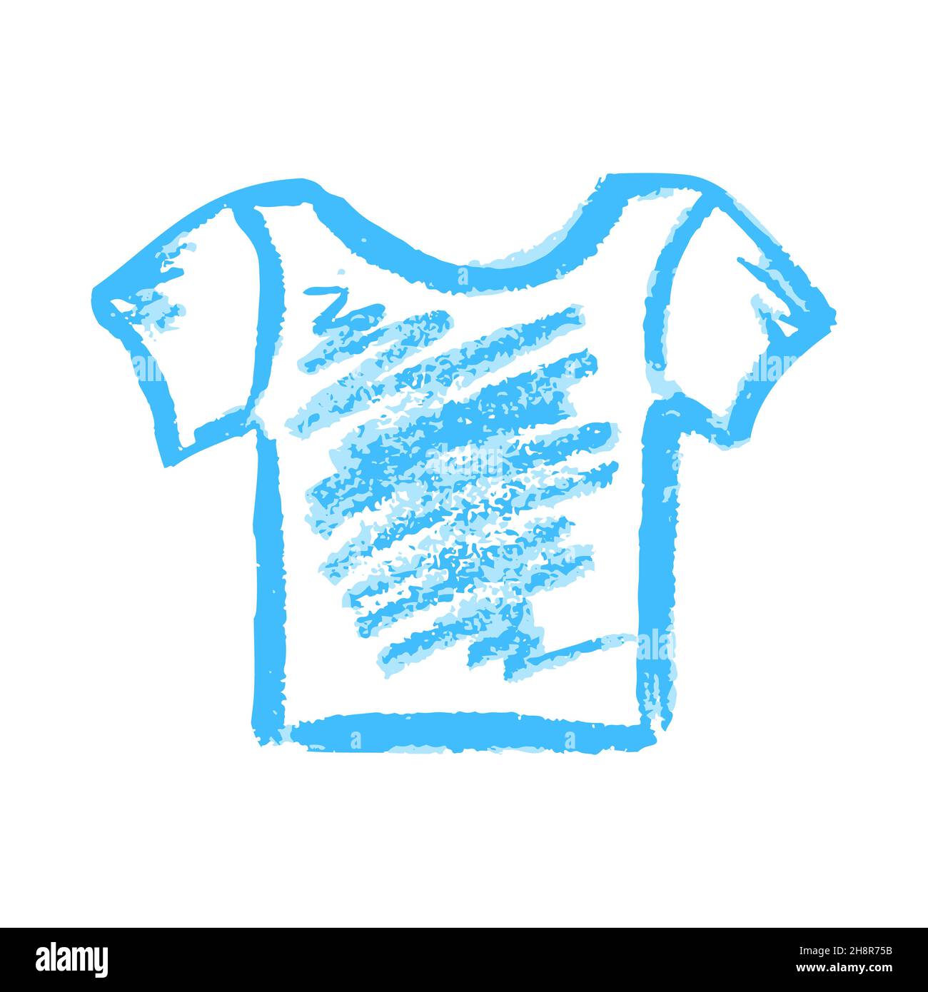 Camiseta para niños. Icono en estilo de dibujo a mano. Dibujo con crayones  de cera, tiza coloreada, creatividad de los niños. Ilustración vectorial.  Signo, símbolo, pin Imagen Vector de stock - Alamy