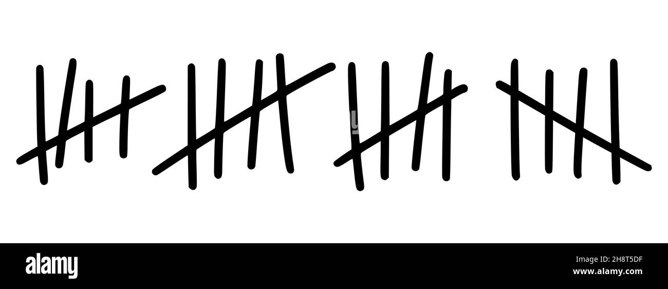 Marcas de conteo para contar días en prisión. Marcas de conteo para