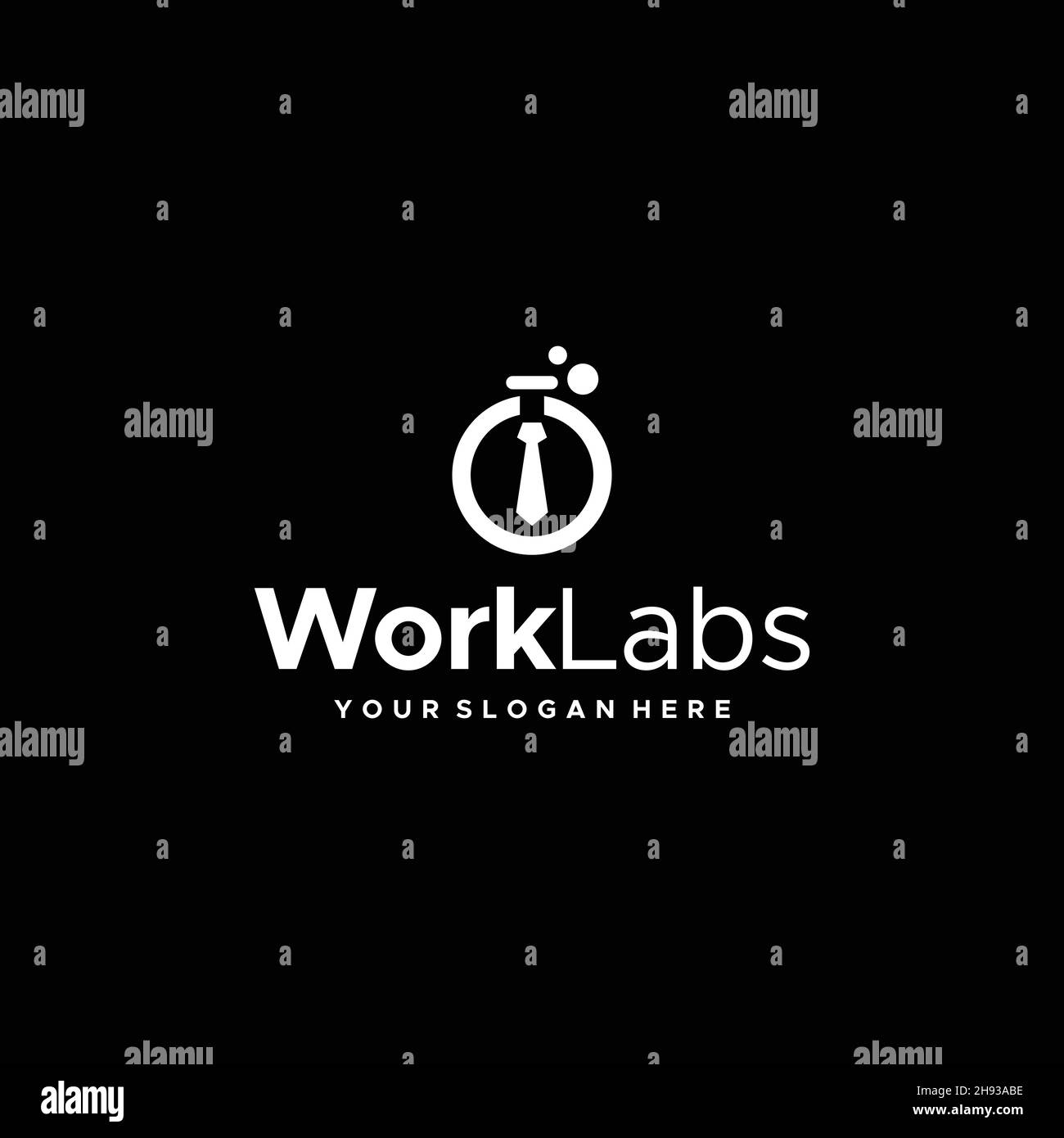 diseño con el logotipo de Flat WorkLabs tie Volumetrik Flask Ilustración del Vector