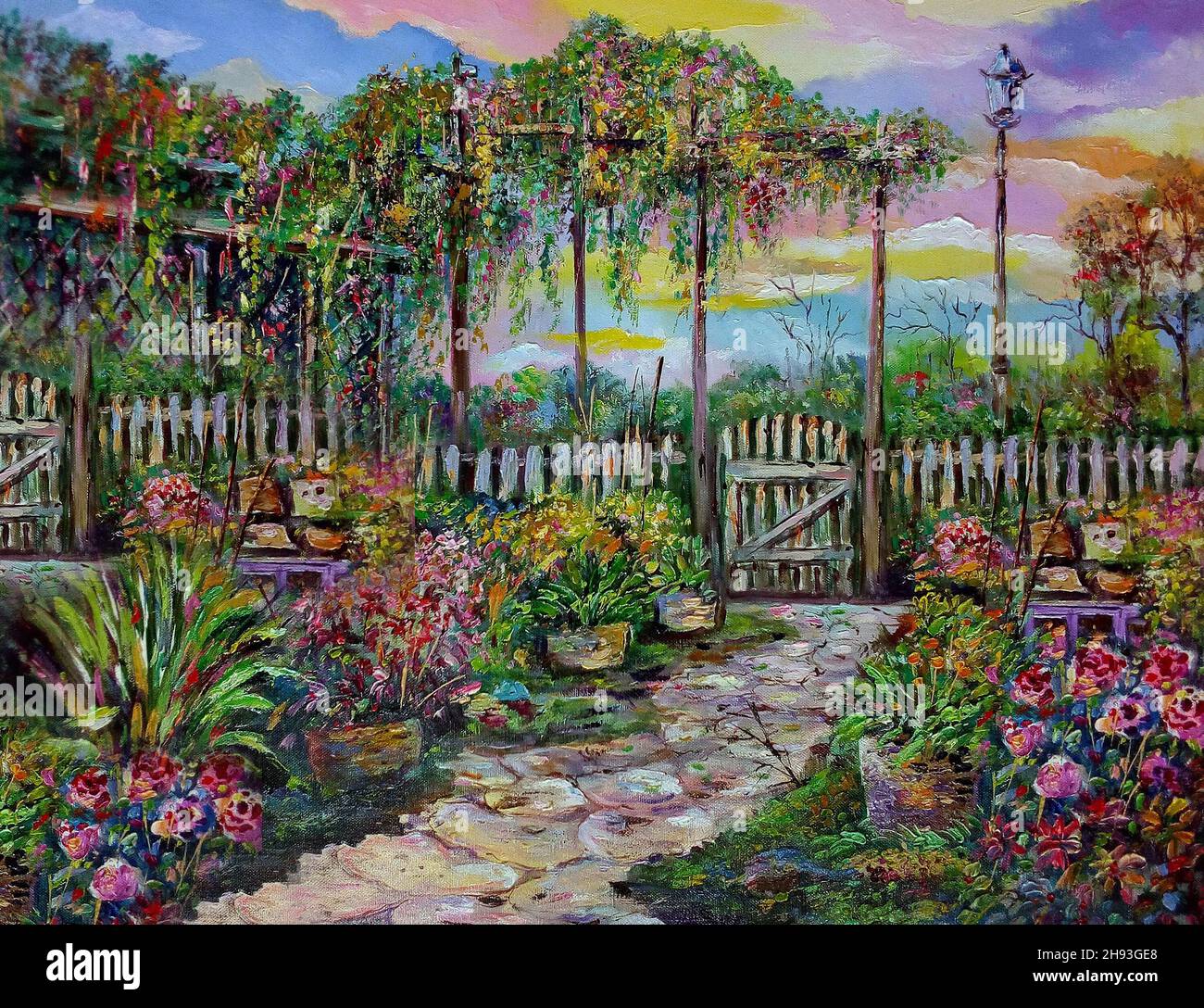Arte pintura aceite color flor , fondos para el diseño , flor , flora , flor , flor , flor , jardín Foto de stock