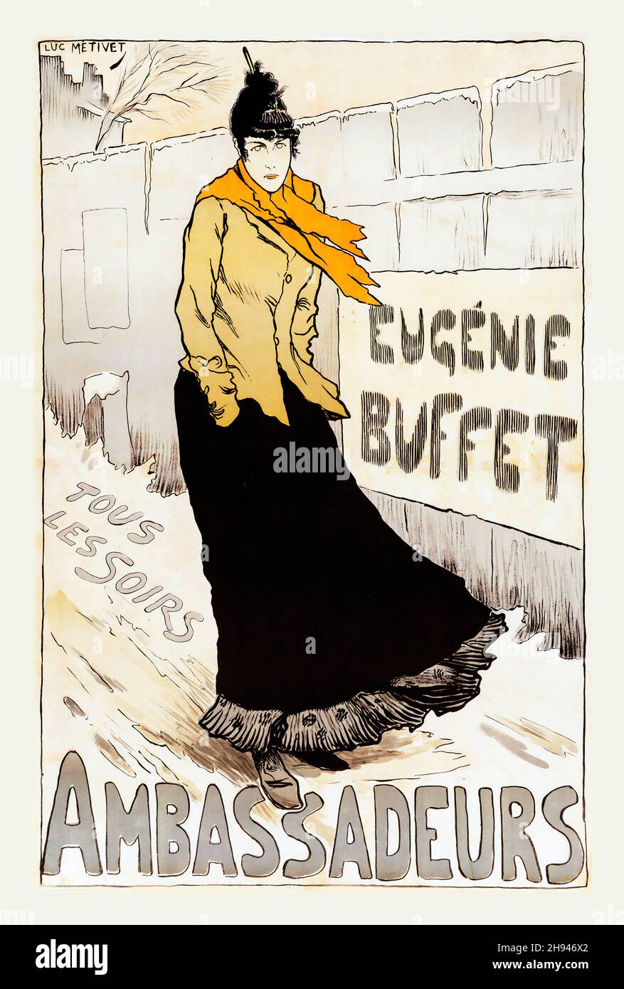 Lucien-Marie-François Métivet (francés, 1863-1930). Francés. Eugénie Buffet: Ambassadeurs tous les soirs, 1893. Foto de stock