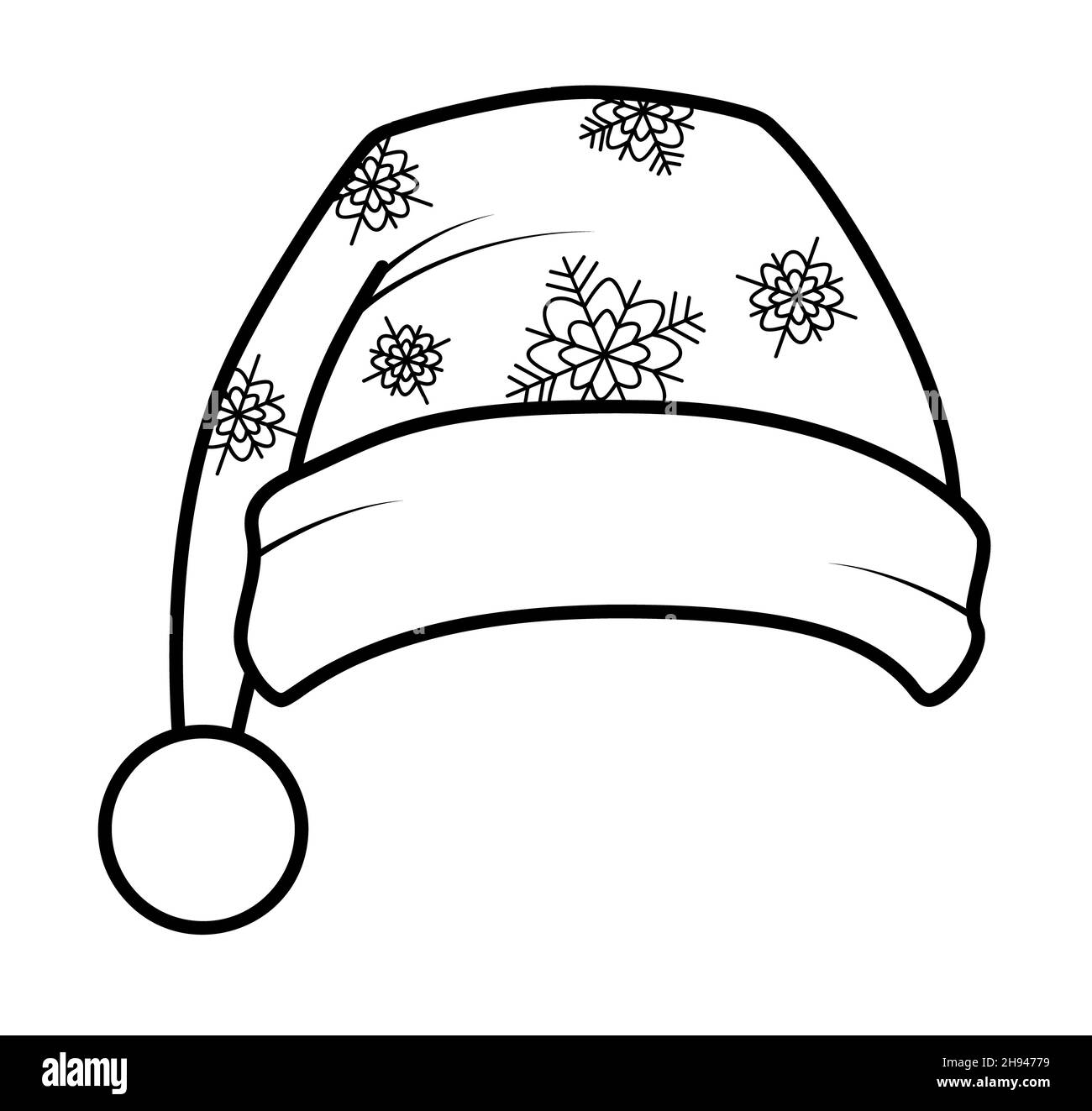 Libro de Navidad para colorear o página para niños. Ilustración en blanco y  negro de Santa Hat Fotografía de stock - Alamy
