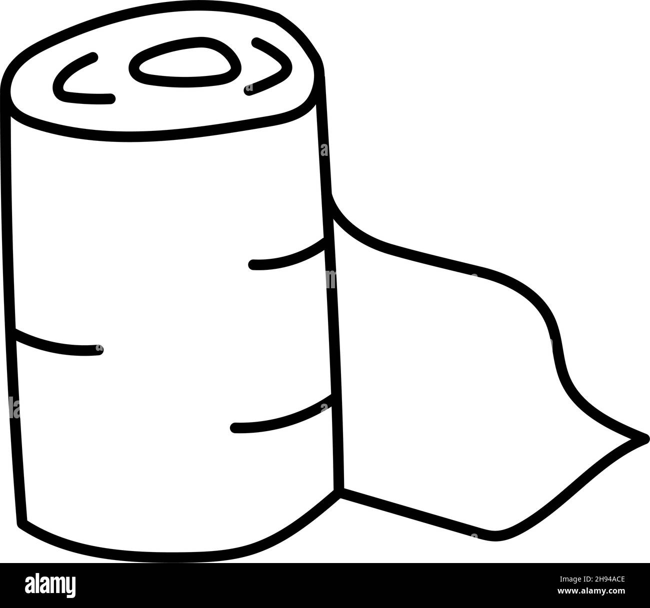 rollo de papel toalla, papel higiénico estilo fideos objeto dibujado a