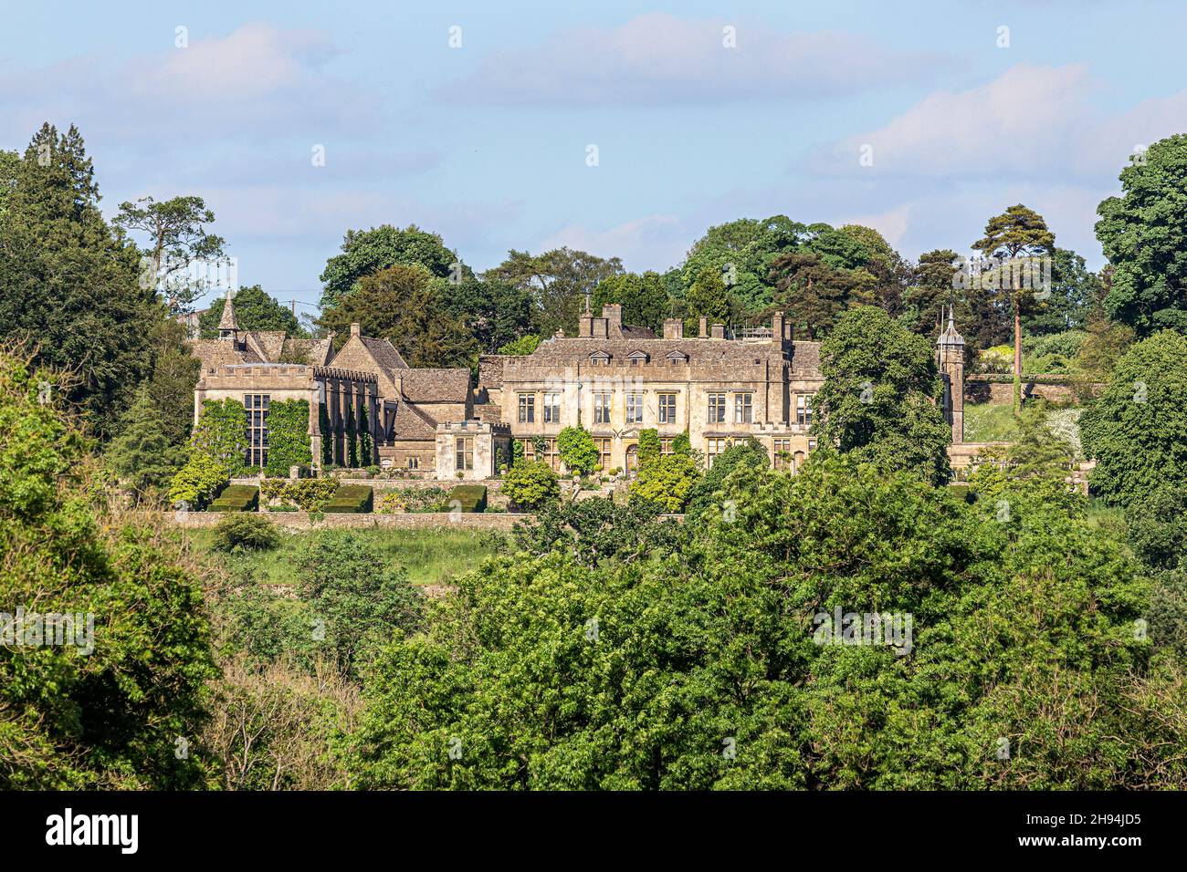 Stowel Park, el hogar de la familia Vestey, cerca de la aldea Cotswold de Yanworth, Gloucestershire UK Foto de stock