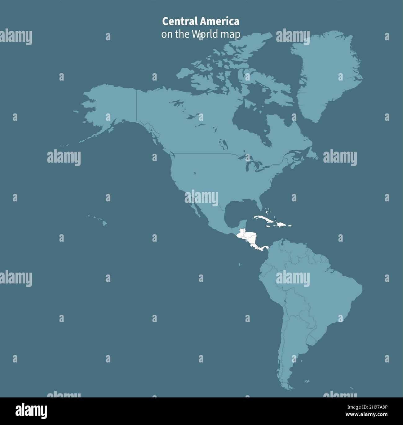 Mapa vectorial de américa Central. Mapa mundial por regiones. Ilustración del Vector
