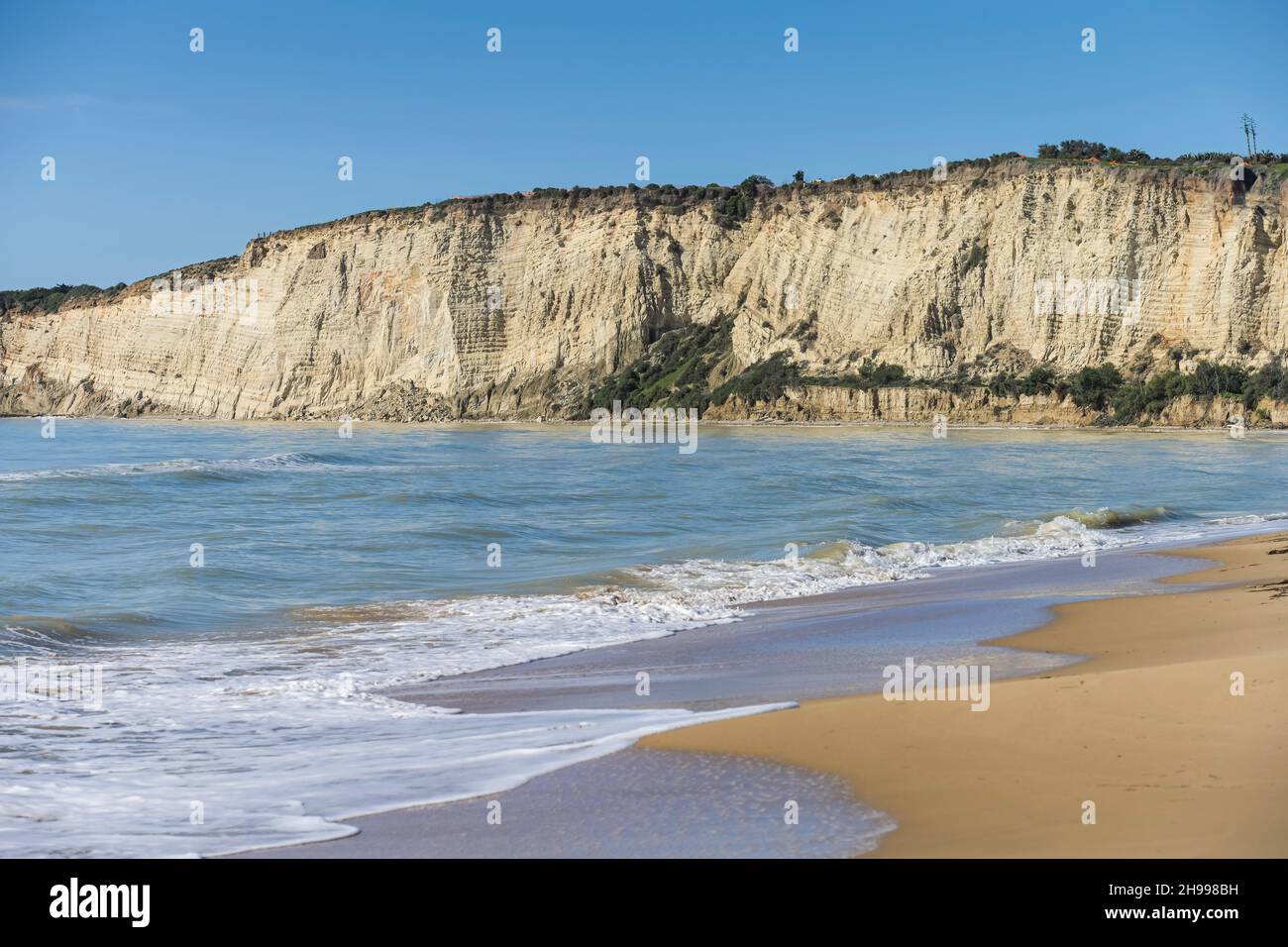Strand von Eraclea Minoa, Kalkfelsen, Sizilien, Italien Foto de stock