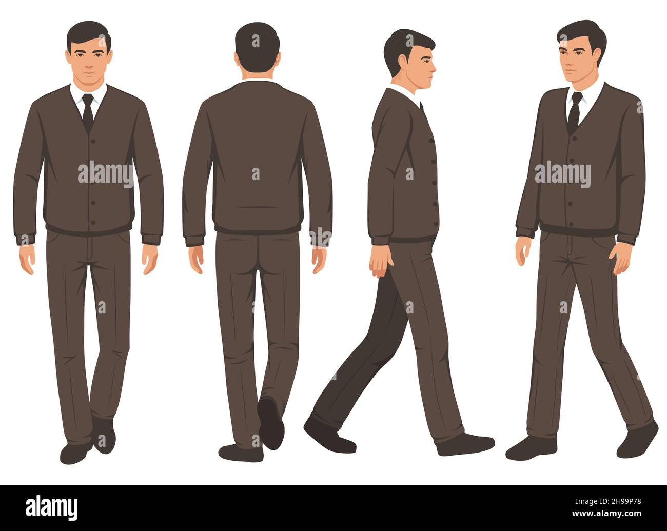 ilustración vectorial, hombre de negocios caminando en traje, hombre de moda aislado Ilustración del Vector