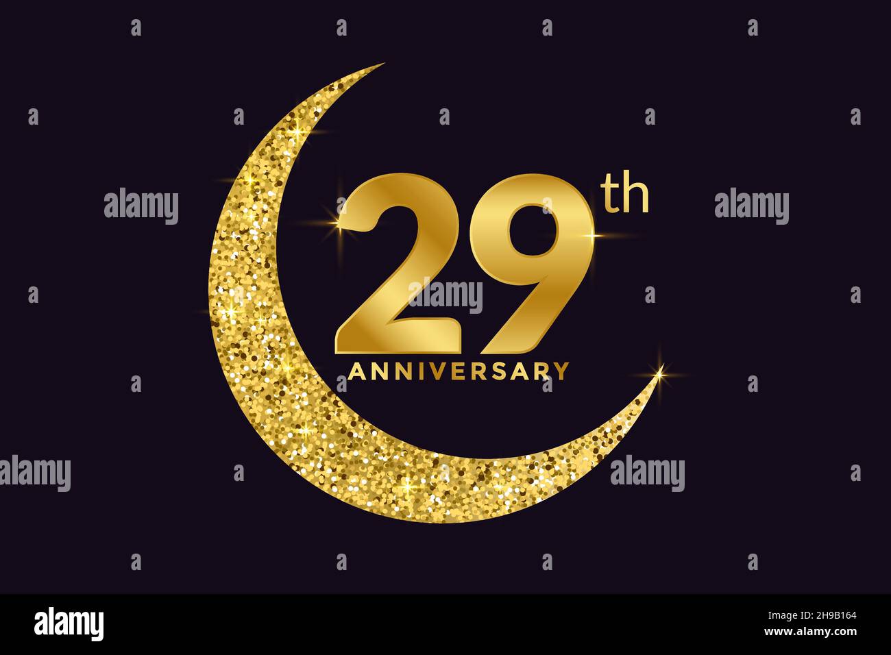 Vigésimo Nueve Años Celebración de Aniversario Emblema Dorado en Fondo