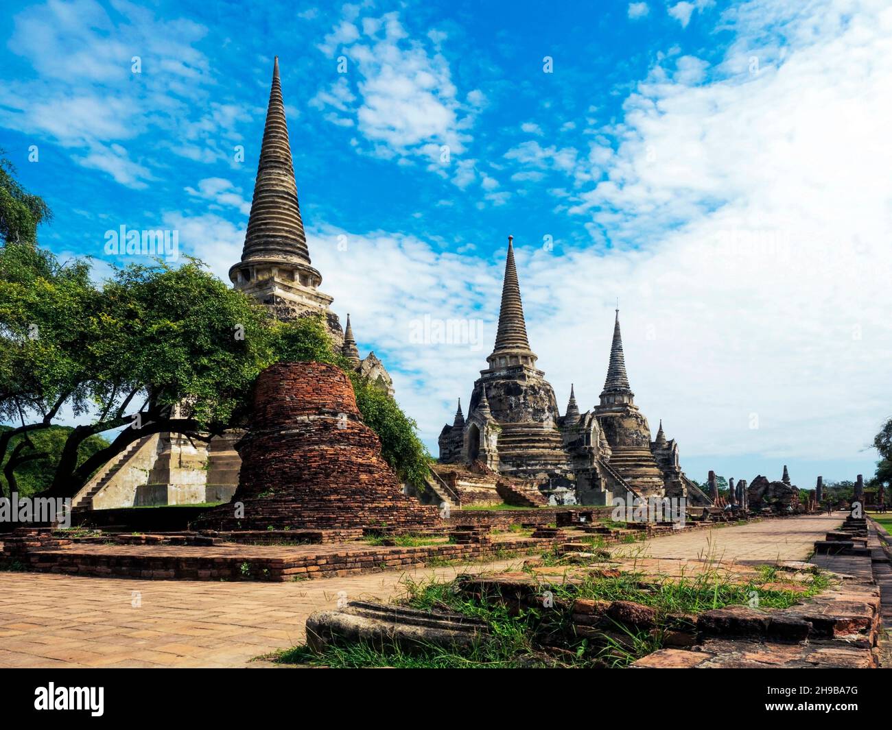 Pagoden, Chedis en Wat Phra Si Sanphet, Parque de Historia Ayutthaya, Tailandia, Asien Foto de stock