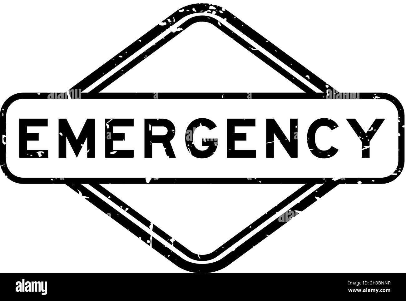 Sello cuadrado de goma de palabra de emergencia negro Grunge sobre fondo blanco Ilustración del Vector