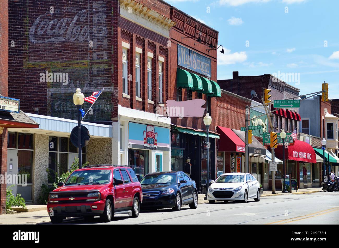 Chesterton, Indiana, Estados Unidos. Main Street en una pequeña comunidad del norte de Indiana. Foto de stock