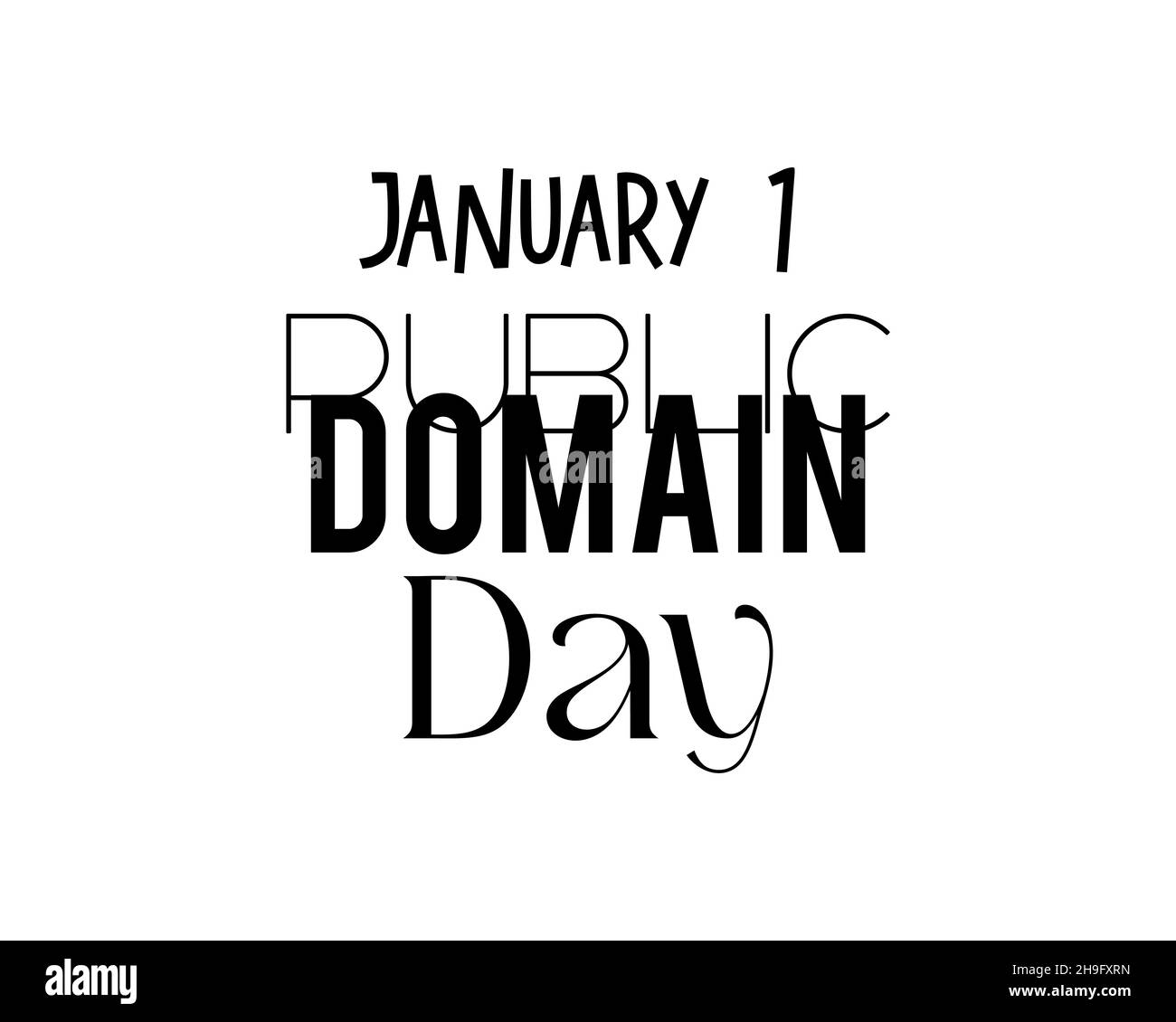01 de enero diseño de letras de mano para el Día del Dominio Público