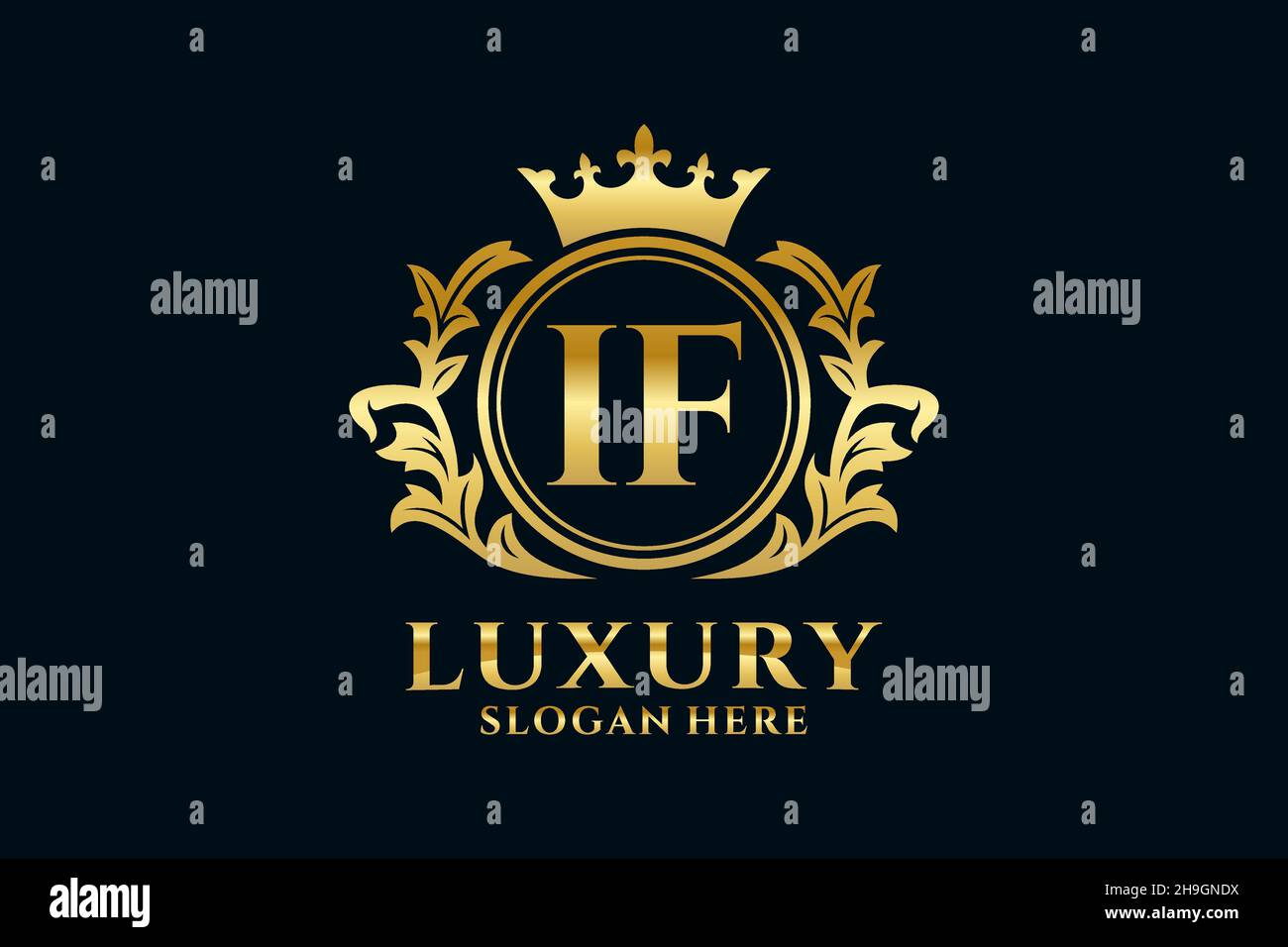 Plantilla de logotipo IF Letter Royal Luxury en arte vectorial para proyectos de promoción de marca de lujo y otra ilustración vectorial. Ilustración del Vector