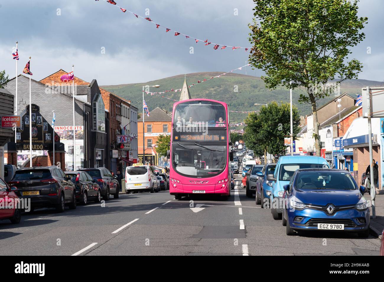 Una vista general de Shankhill Road en Belfast. De una serie de fotos de viajes en Belfast. Fecha de la foto: Viernes, 6 de septiembre de 2019. El crédito de la foto debe ser: Richard Gray/EMPICS Foto de stock