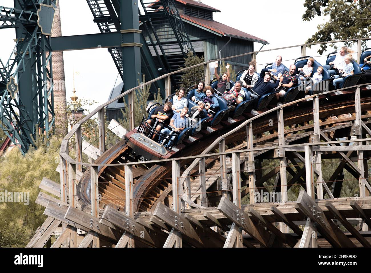 The Magic of the Efteling Theme Park Los Países Bajos , Flying Dutchman, Baron, Droomvect , Imágenes aéreas Foto de stock