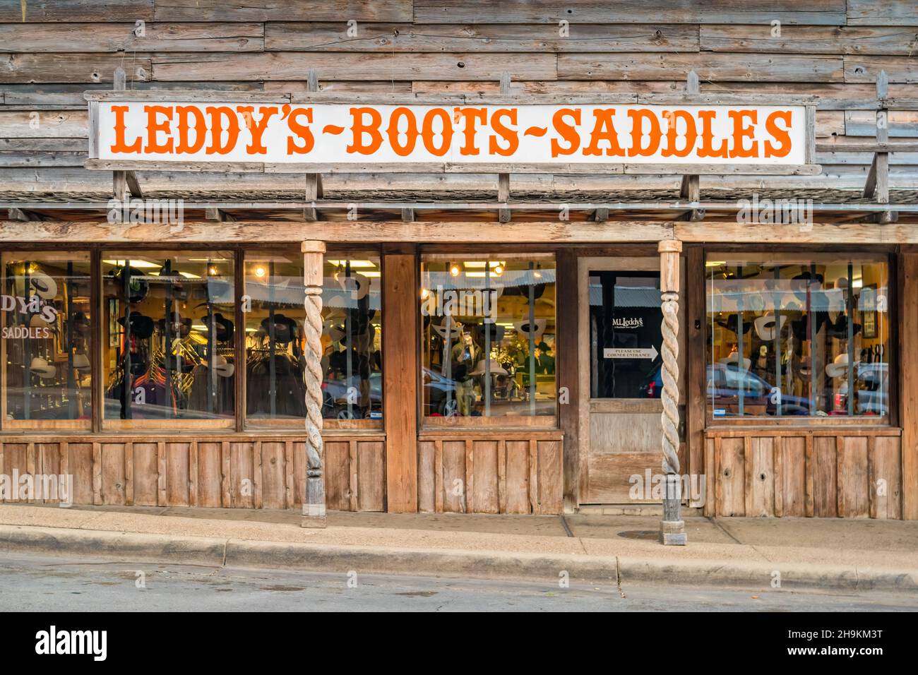 Leddy's Boots and Saddles tienda de estilo occidental en Fort Worth Stockyards, Texas, EE.UU. Foto de stock