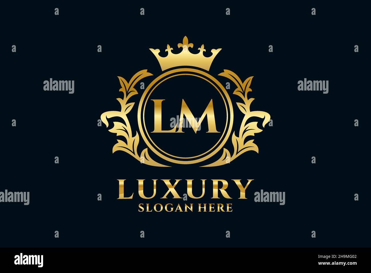 LM Letter Royal Luxury Logotipo en arte vectorial para proyectos de promoción de marca de lujo y otras ilustraciones vectoriales. Ilustración del Vector