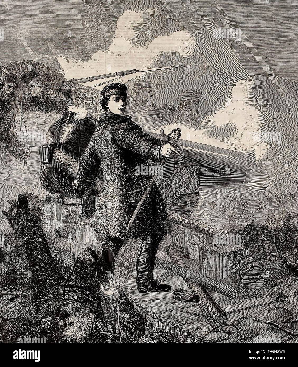 Galant Acto del Comandante W M Hewett antes de Sebastopol - por Desanges Foto de stock