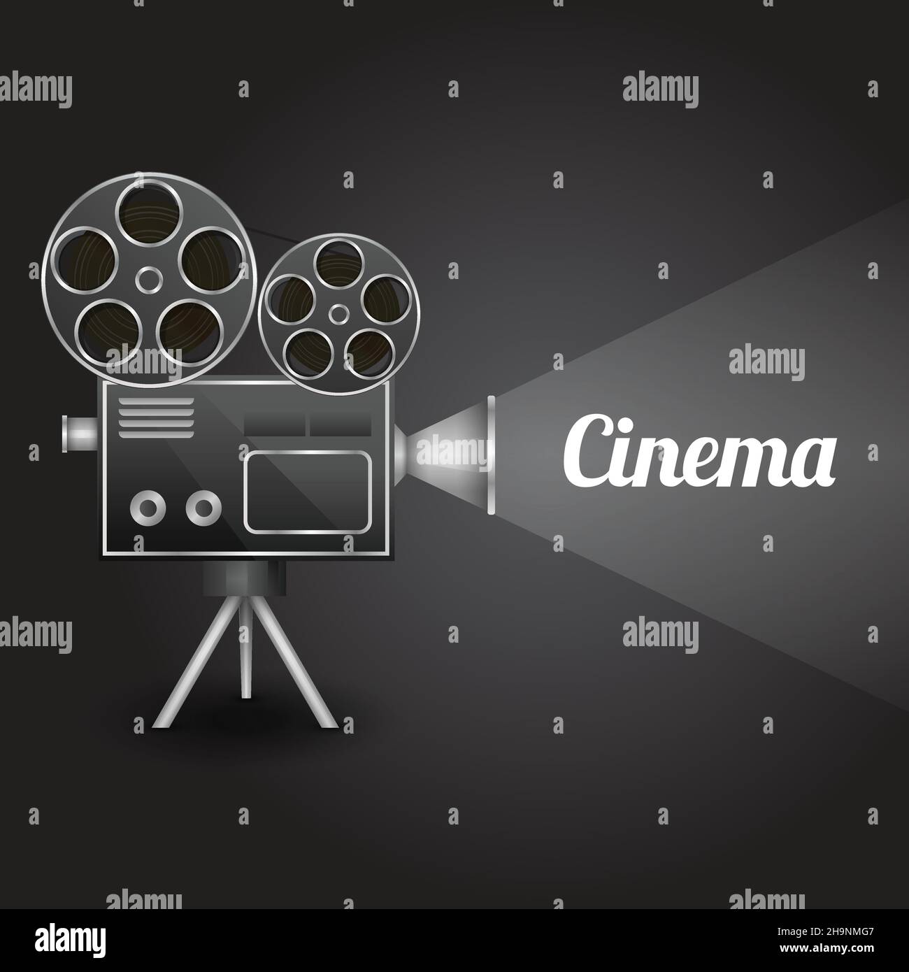 Póster de película retro proyector. Ilustración vectorial de dibujos  animados. Concepto de cine. Proyector de películas con rollos de película.  Ilustración vectorial sobre fondo blanco. Nosotros Imagen Vector de stock -  Alamy