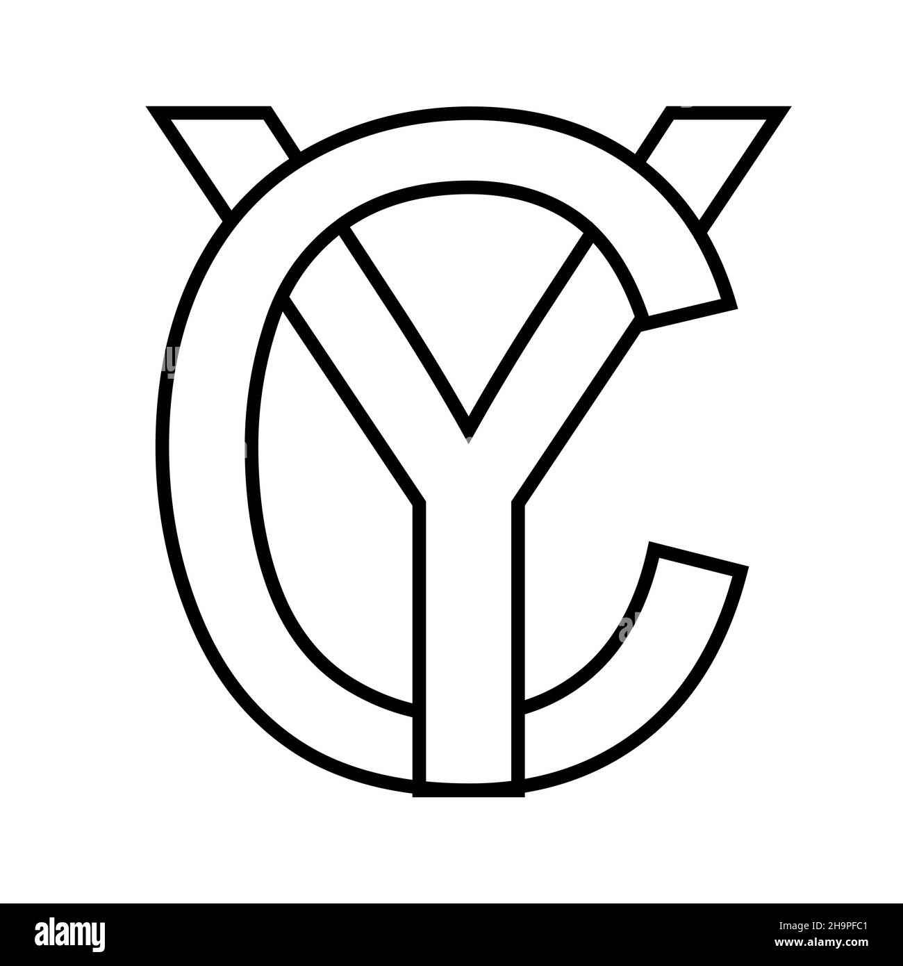 Logotipo signo yc cy icono signo letras entrelazadas c y Ilustración del Vector