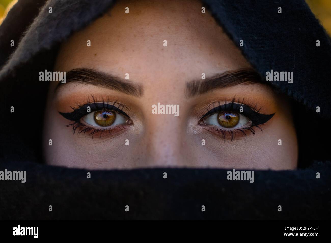 Atractivos ojos velados de la mujer Fotografía de stock - Alamy