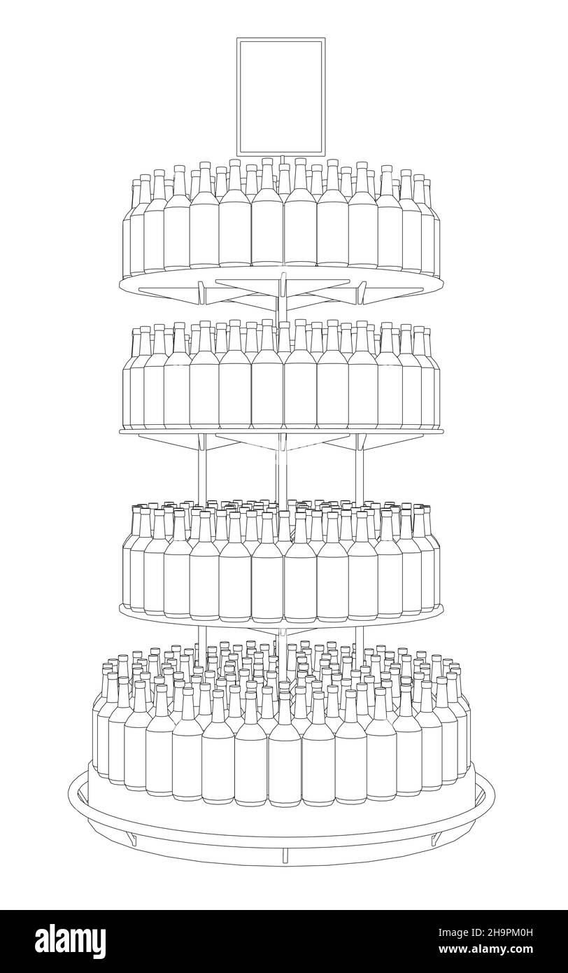 El Contorno De Un Contador Circular Con Muchas Botellas Mostrador De 