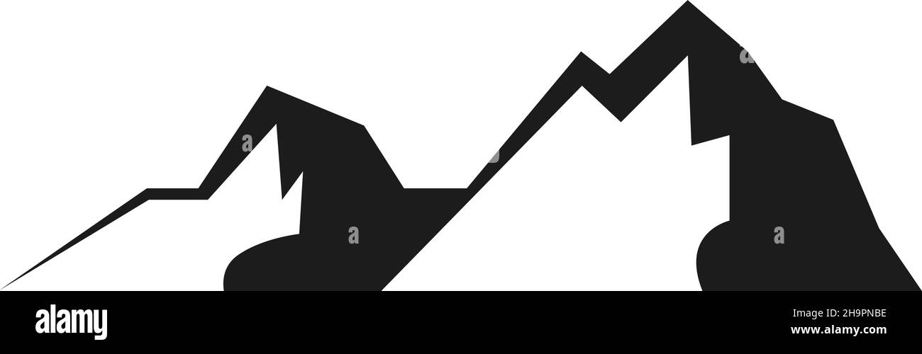 Montañas rocosas. Logotipo de High Peaks. Símbolo de escalada Ilustración del Vector