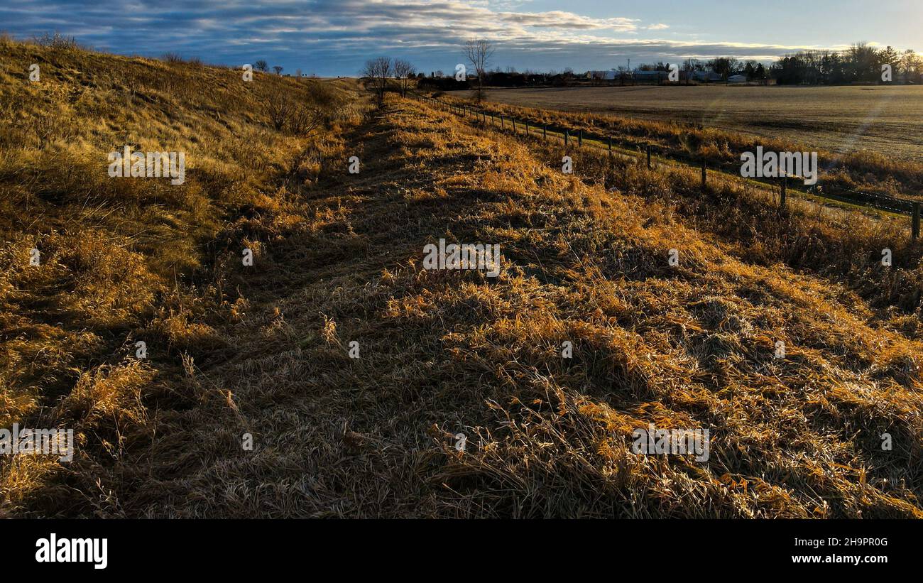 La tierra rural de la granja de wisconsin desde la vista lateral Foto de stock