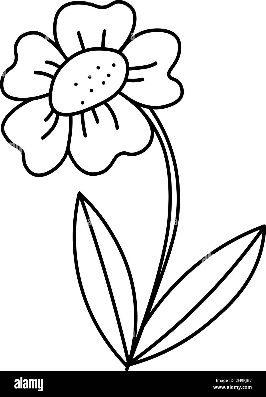 Flor dibujos animados Imágenes de stock en blanco y negro - Alamy
