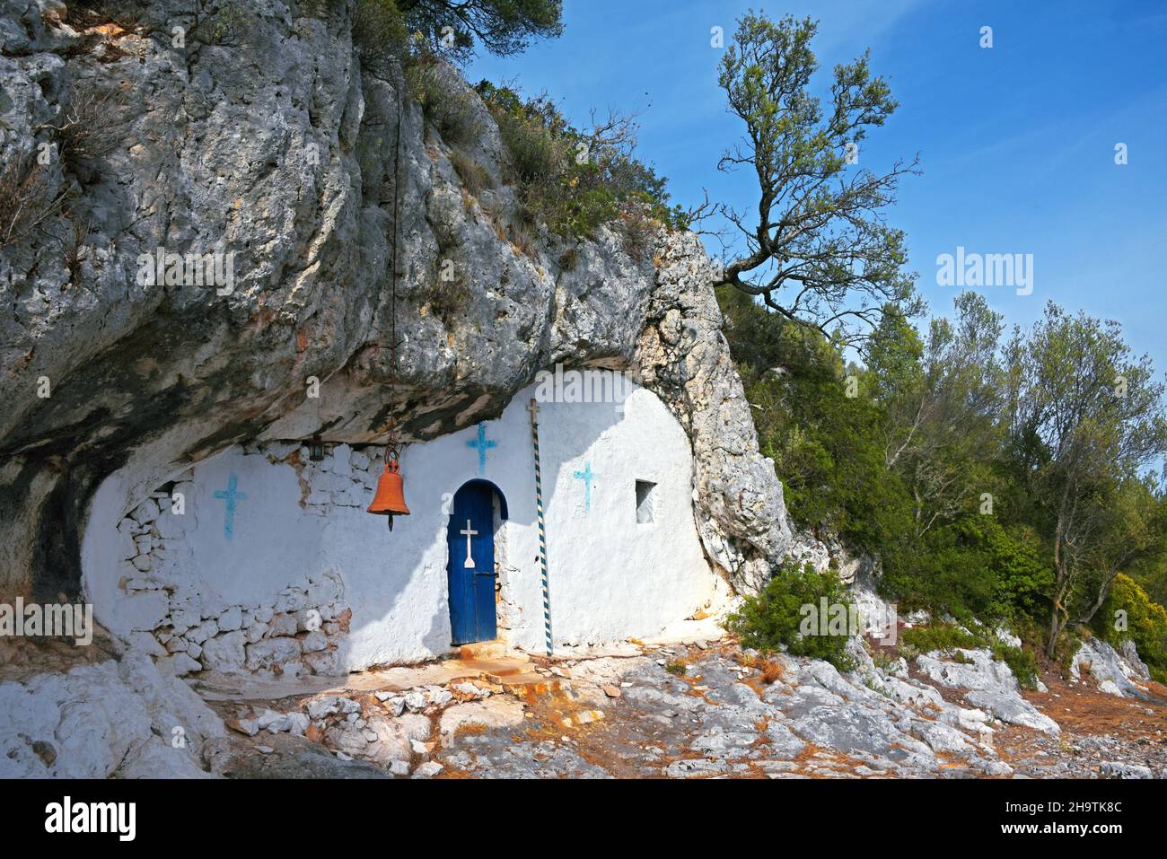 cueva de St Agio Ioannis, Grecia, Islas Jónicas, Itaka Foto de stock